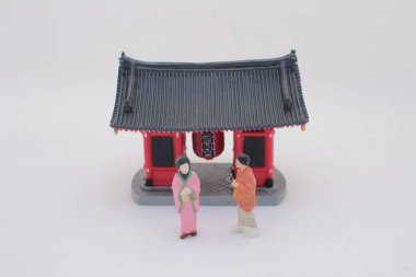 Japon pazarının mimari öğelerine sahip minyatür ölçek modeli