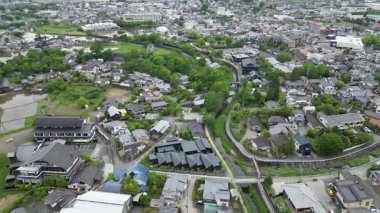 Yufuin köyünün havadan görünüşü, Oita ken Yufu şehri, 15 Mayıs 2024