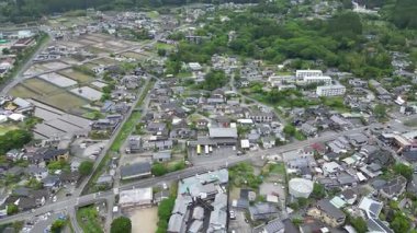 Yufuin köyünün havadan görünüşü, Oita ken Yufu şehri, 15 Mayıs 2024