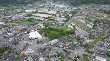 Yufuin köyünün havadan görünüşü, Oita ken Yufu şehri, 15 Mayıs 2024