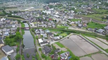 Yufuin köyünün havadan görünüşü, Oita ken Yufu şehri, 15 Mayıs 2024