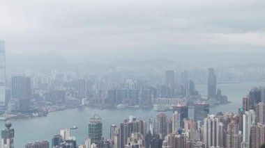 Victoria Limanı Hong Kong Iconic Waterfront City Skyline, 4 Nisan 2025  