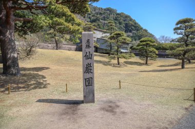 23 Mart 2025 Etrafı sarılmış bir anıt taş içeren Huzur Japon bahçesi