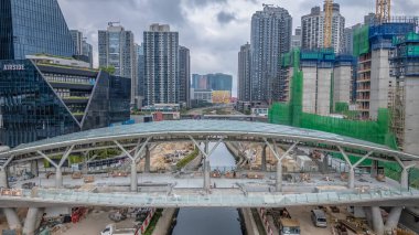 Hong Kong 'daki Kai Tak Nehri Köprüsü manzaralı.
