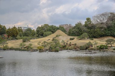 24 Mart 2025 Huzurlu Japon bahçesinde dingin bir gölet, yemyeşil,
