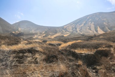 Kuraklığı resmeden kavrulmuş bir arazinin geniş bir görüntüsü