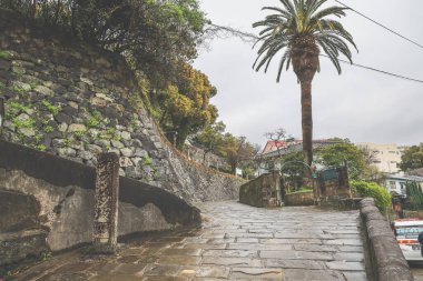 Dokuma taşlı manzaralı bir patika.