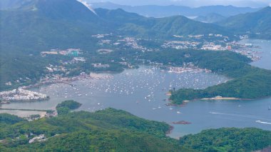 Bir Hebe Haven Marina Sahne Kıyı Manzarası Tekneleri Hong Kong
