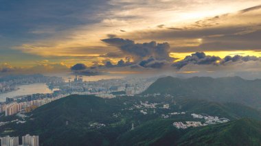Bir Hong Kong Gökdelen İkonik Gökdelenleri Şehir Sahili Görünümü