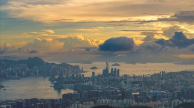 Bir Hong Kong Gökdelen İkonik Gökdelenleri Şehir Sahili Görünümü