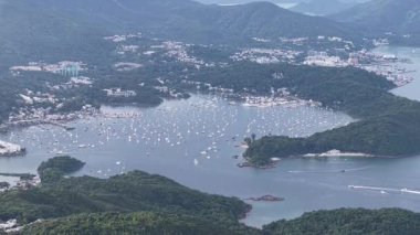 Park Sha Wan Huzurlu Liman Tekneleri Kıyı Manzarası Hong Kong