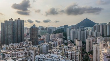 Hong Kong 'da Yüksek Binaları olan Yoğun İnşa Edilen Yerleşim Bölgesi
