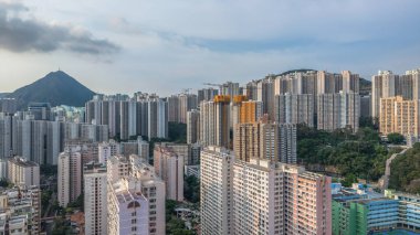 Hong Kong 'da Yüksek Binaları olan Yoğun İnşa Edilen Yerleşim Bölgesi