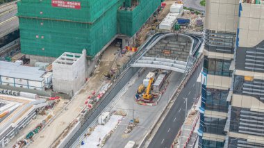 Devam eden yol çalışması, Hong Kong kentsel inşaat sahasının görüntüsü