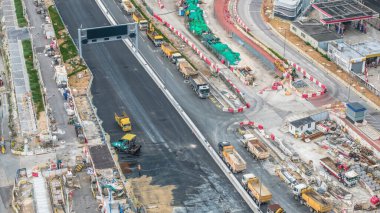 Devam eden yol çalışması, Hong Kong kentsel inşaat sahasının görüntüsü