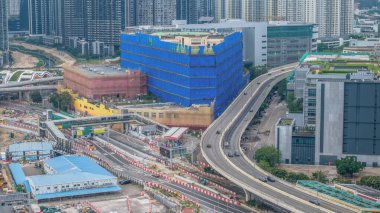 Devam eden yol çalışması, Hong Kong kentsel inşaat sahasının görüntüsü