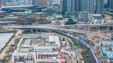 Devam eden yol çalışması, Hong Kong kentsel inşaat sahasının görüntüsü