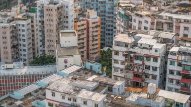 Hong Kong 'da Yüksek Binaları olan Yoğun İnşa Edilen Yerleşim Bölgesi