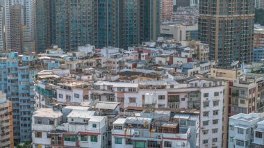 Hong Kong 'da Yüksek Binaları olan Yoğun İnşa Edilen Yerleşim Bölgesi