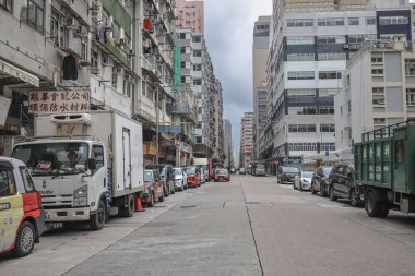Tarihi ve modern mimari Mong Kok ufuk çizgisini tanımlar