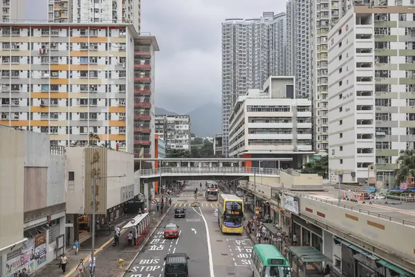 Sham Shui Po 'da tarihi şehir sokak manzarası