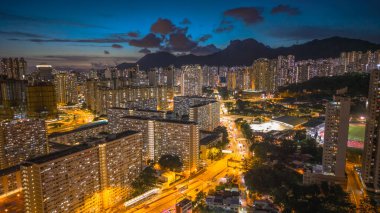 Choi Hung Konağında Aydınlanmış Gece Sahnesi Hong Kong