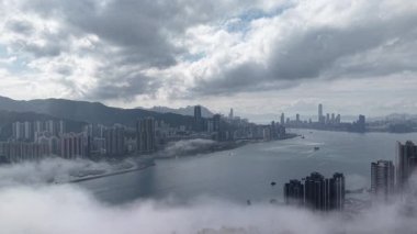 Victoria Limanı Panoramik Liman Şehri Skyline Hong Kong 2 Mart 2025