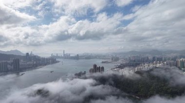 Victoria Limanı Panoramik Liman Şehri Skyline Hong Kong 2 Mart 2025