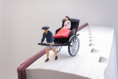 Küçük plastik çekçekçekli figürleri gösteren sanatsal bir düzenleme.,