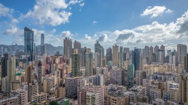 Kowloon tarihi işçi sınıfı mahallesinin yoğun şehir manzarası