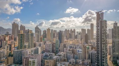 Kowloon tarihi işçi sınıfı mahallesinin yoğun şehir manzarası