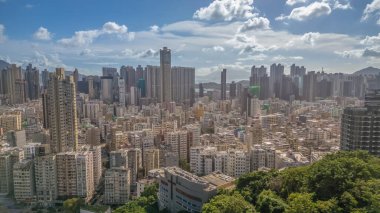 Kowloon tarihi işçi sınıfı mahallesinin yoğun şehir manzarası