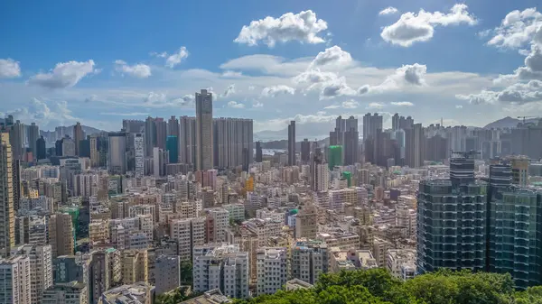 Kowloon tarihi işçi sınıfı mahallesinin yoğun şehir manzarası