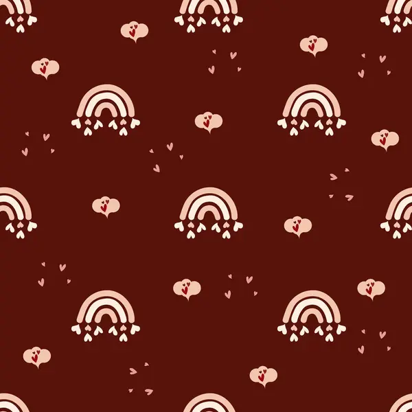 Gökkuşağı ve kalplerle şirin, kusursuz desen, aşk düşünceleri, sevgililer günü, aşk, kumaş baskısı, tutku, kağıt