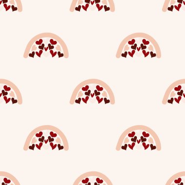 Sevgililer günü, kalbi ve romantik unsurları olan kusursuz şirin bir desen.