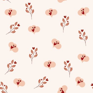 Sevgililer günü, kalbi ve romantik unsurları olan kusursuz şirin bir desen.