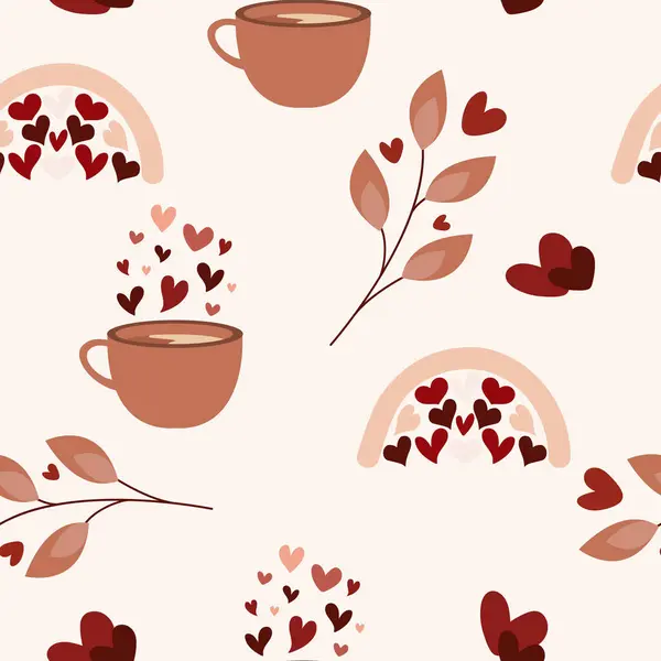 Sevgililer günü, kalbi ve romantik unsurları olan kusursuz şirin bir desen.