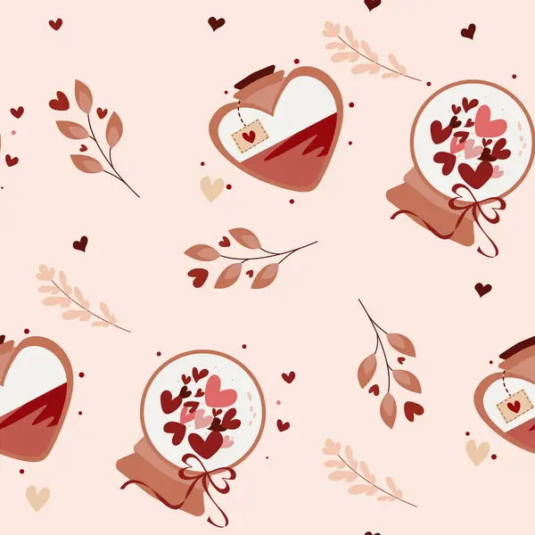 Sevgililer günü, kalbi ve romantik unsurları olan kusursuz şirin bir desen.