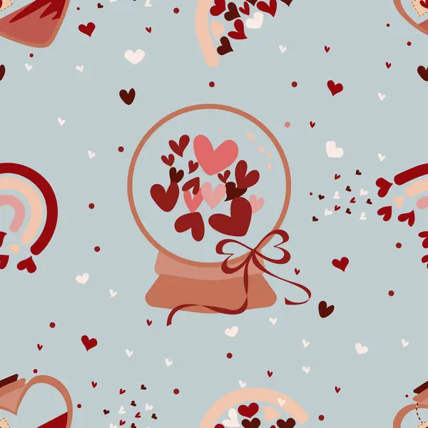 Sevgililer günü, kalbi ve romantik unsurları olan kusursuz şirin bir desen.