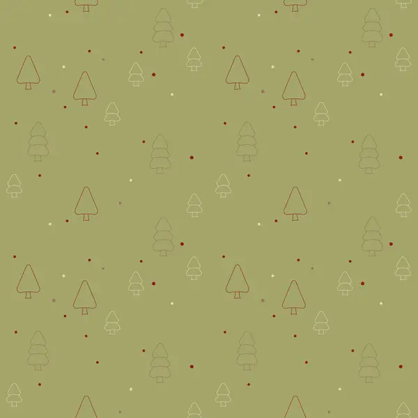 Noel ağaçlarıyla minimalist tarzda şirin bir Noel deseni. Kumaş ve kağıtta kusursuz baskı. Yeni yıl. Yeşil