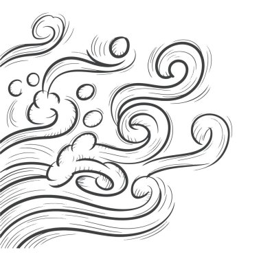 Karalama tarzında çizilmiş bir rüzgar çizgisi. Çizim siyah beyaz ve çok stil sahibi.