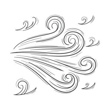 Karalama tarzında çizilmiş bir rüzgar çizgisi. Çizim siyah beyaz ve çok stil sahibi.