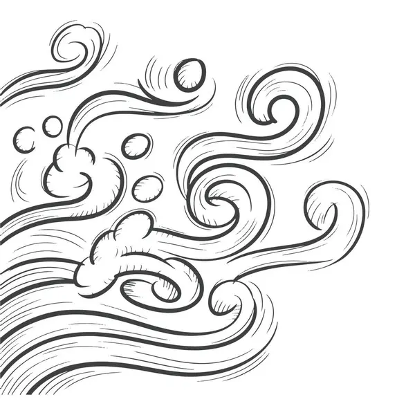 Karalama tarzında çizilmiş bir rüzgar çizgisi. Çizim siyah beyaz ve çok stil sahibi.