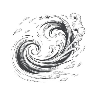 Karalama tarzında çizilmiş bir rüzgar çizgisi. Çizim siyah beyaz ve çok stil sahibi.