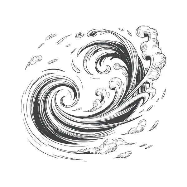 Karalama tarzında çizilmiş bir rüzgar çizgisi. Çizim siyah beyaz ve çok stil sahibi.