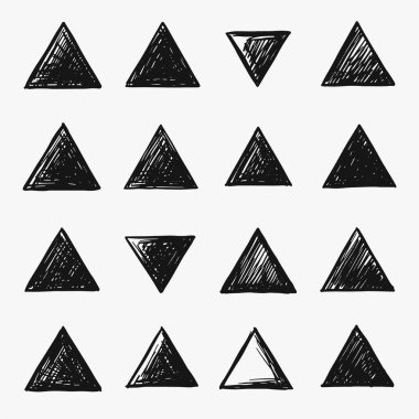 El yapımı üçgenler, fırça ve karalama tarzı. vektör illüstrasyonu