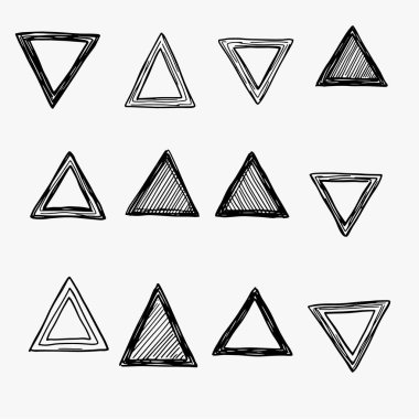 El yapımı üçgenler, fırça ve karalama tarzı. vektör illüstrasyonu