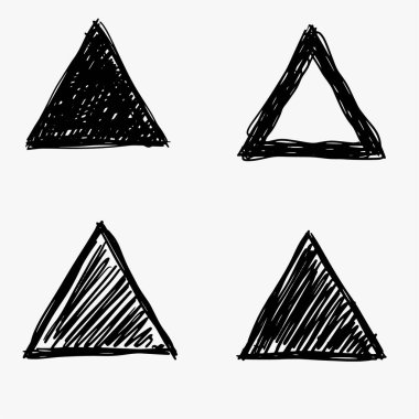 El yapımı üçgenler, fırça ve karalama tarzı. vektör illüstrasyonu