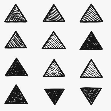 El yapımı üçgenler, fırça ve karalama tarzı. vektör illüstrasyonu