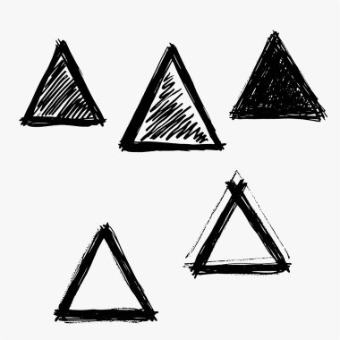 El yapımı üçgenler, fırça ve karalama tarzı. vektör illüstrasyonu